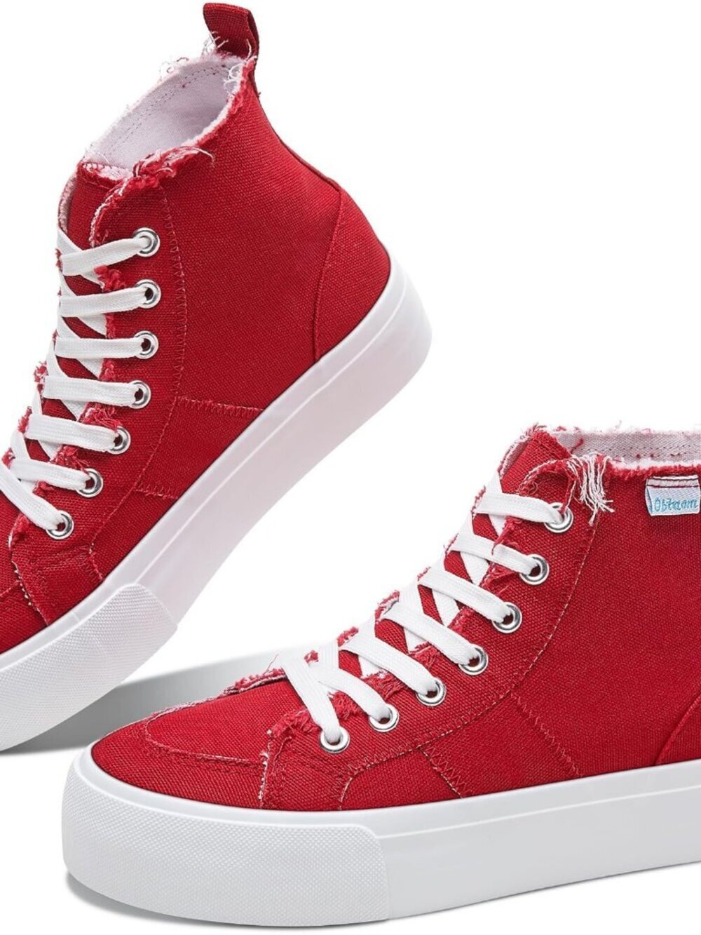 Women's  Red Monochrome Mid Calf Play Canvas Comfortable Fashion Sneakers Shoes
